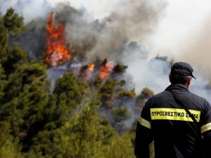 Φωτιά στα Βίλια: Στη μάχη και εναέρια μέσα